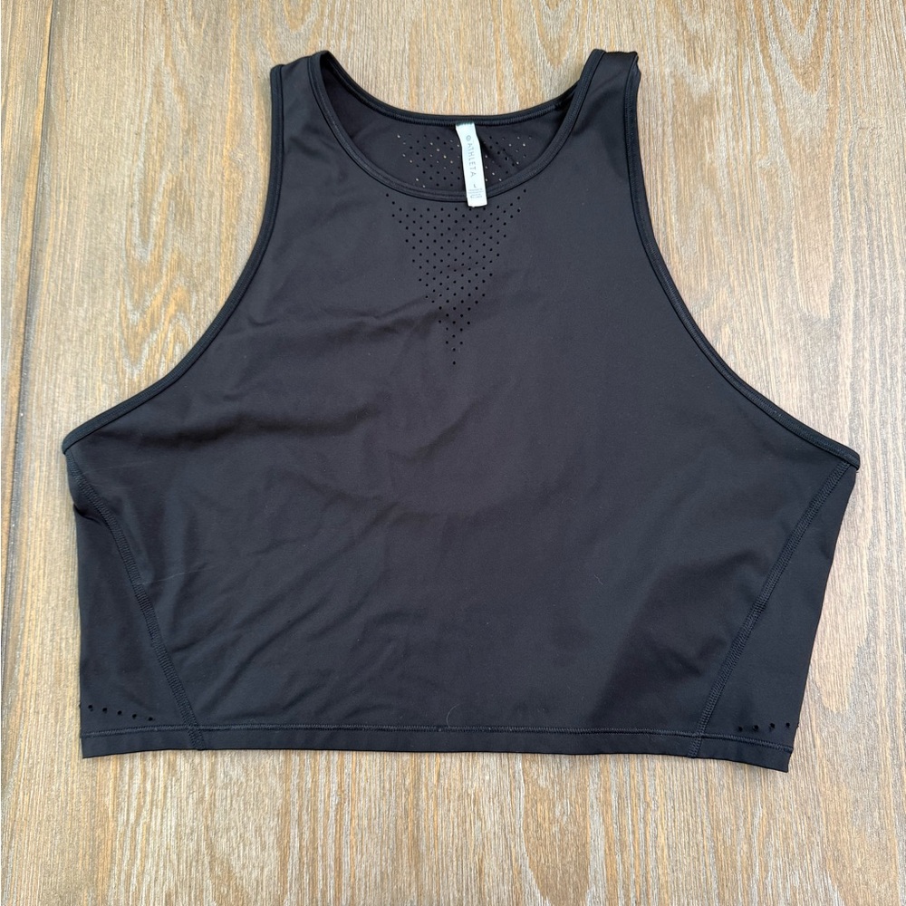 Athleta Women’s Black Crop Tank Top | Laser Cut Ventilation | Size Large